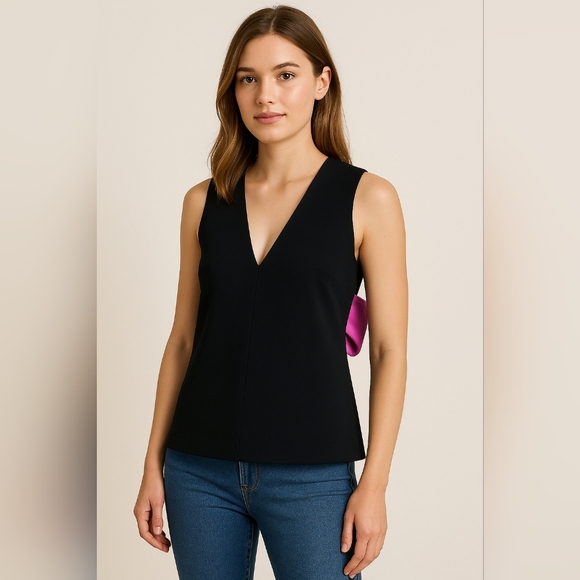 Balenciaga Tops - Balenciaga Black Tank With Pink Band At The Back